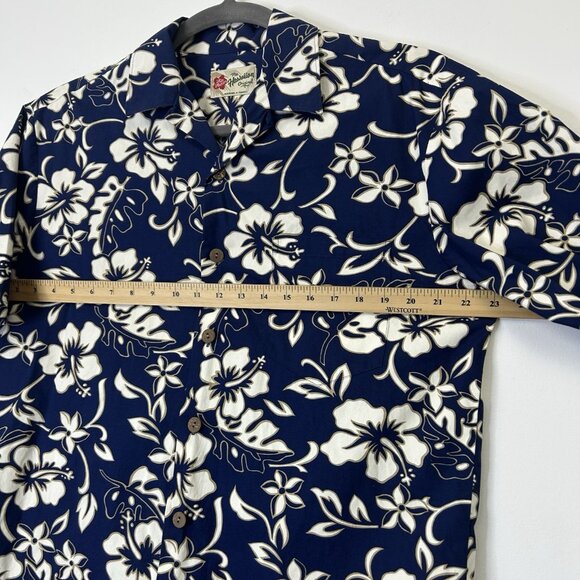 Hilo Hattie Hawaiian Shirt Men’s Size Medium Blue Floral Button Down Camp - Picture 5 of 7